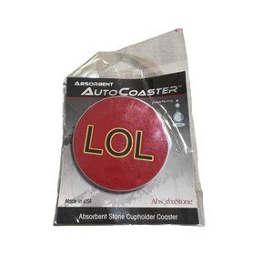 Absorbastone Absorbent Stone Cup Holder Auto Coaster LOL Red NEW Made in USA